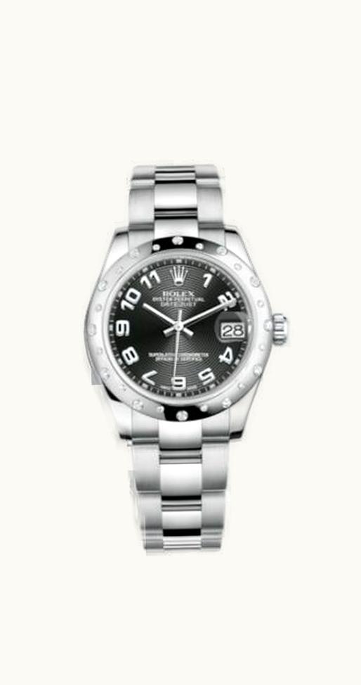 Rolex Datejust 31 Stainless Steel Domed Diamond / Oyster / Black - Arabic