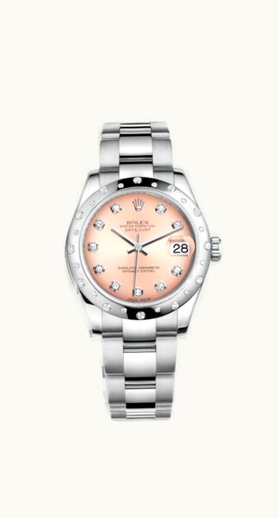 Rolex Datejust 31 Stainless Steel Domed Diamond / Oyster / Pink - Diamond