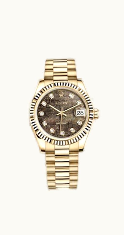 Rolex Datejust 31 Yellow Gold Fluted / President / Black MOP Computer