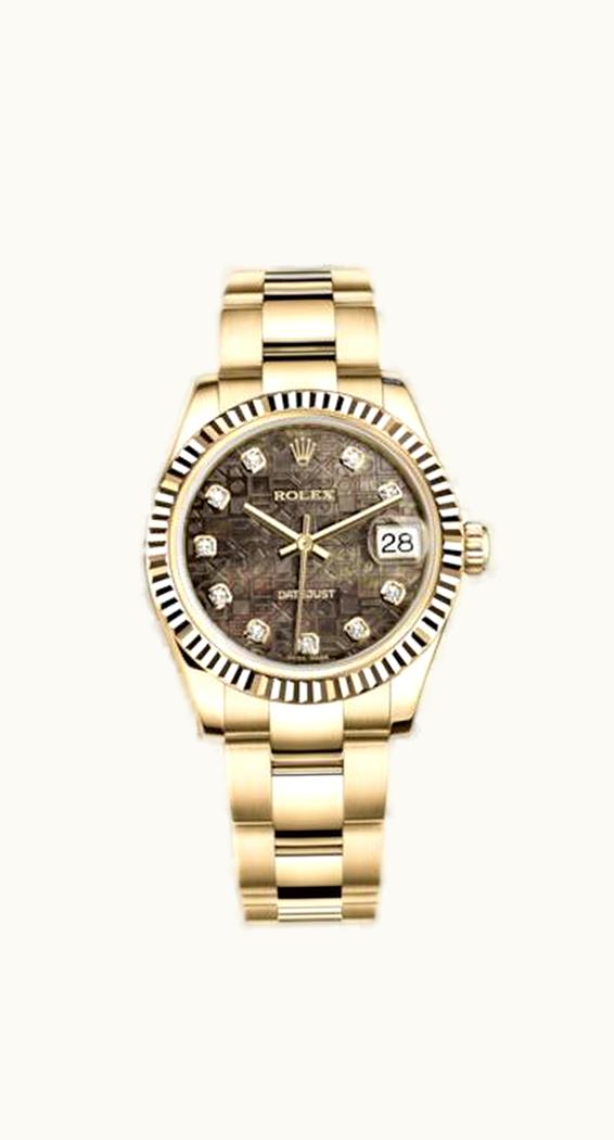 Rolex Datejust 31 Yellow Gold Fluted / Oyster / Black MOP Computer