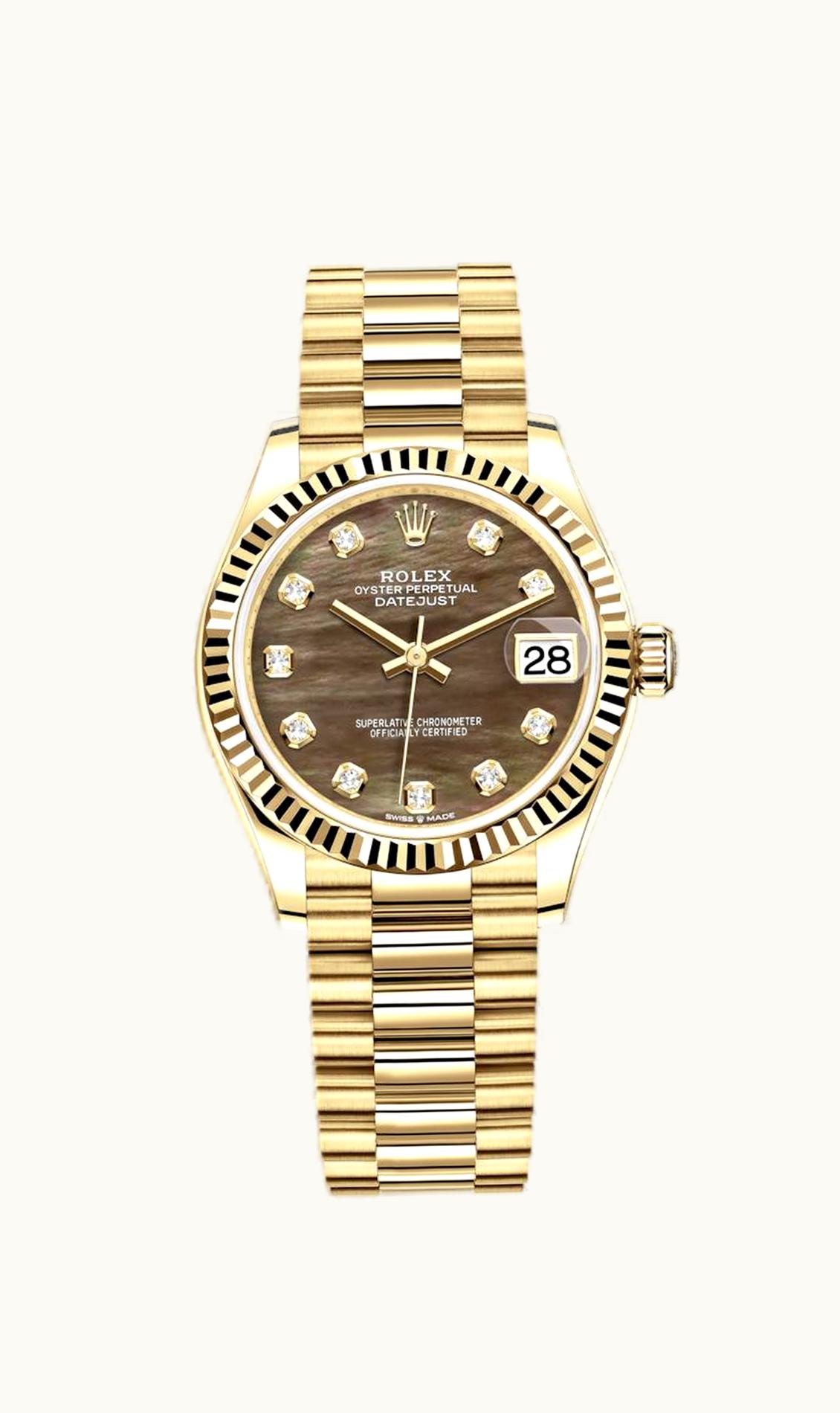 Rolex Datejust 31 Yellow Gold Fluted / Oyster / Black MOP