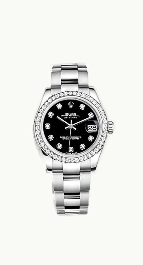 Rolex Datejust 31 Stainless Steel Diamond / Oyster / Black - Diamond