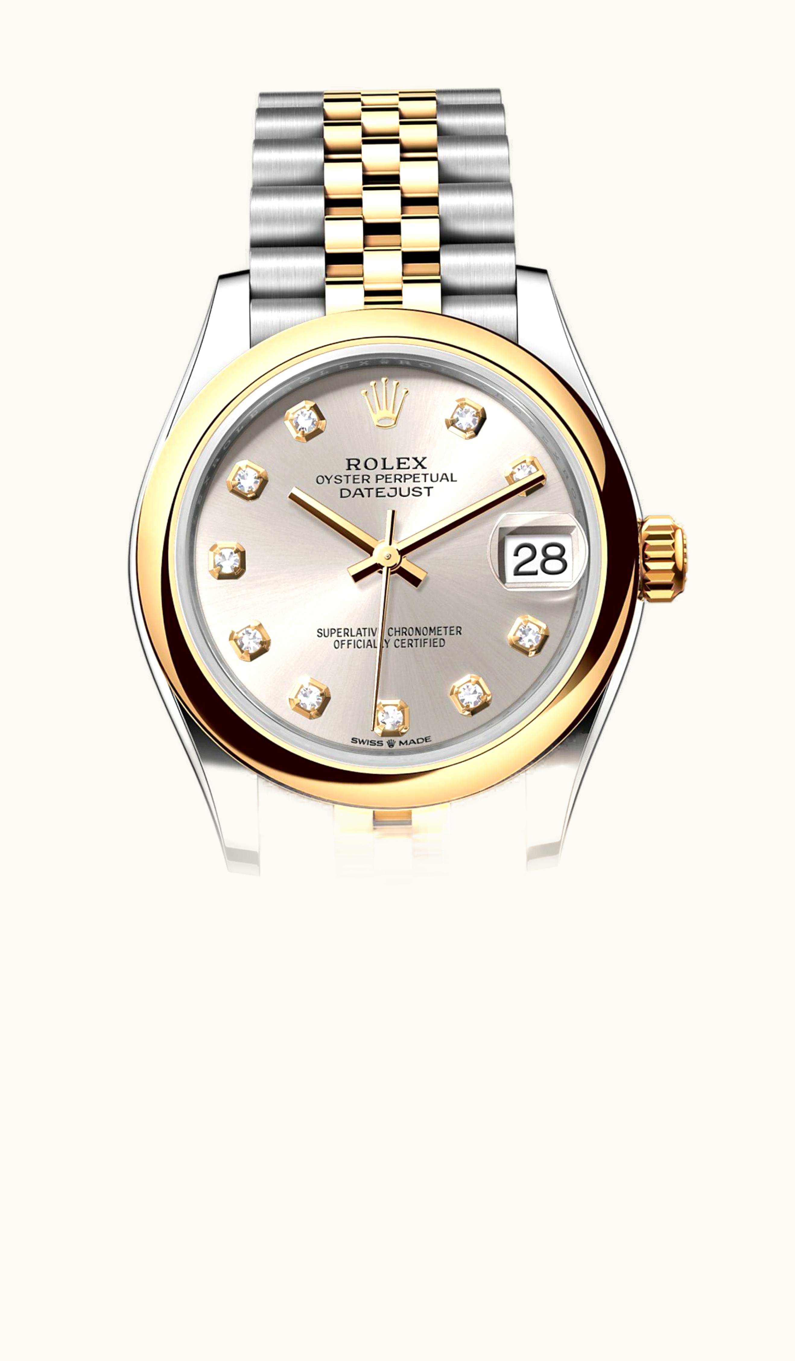 Rolex Datejust 31 Stainless Steel/ Yellow Gold / Domed / Silver - Diamond / Jubilee