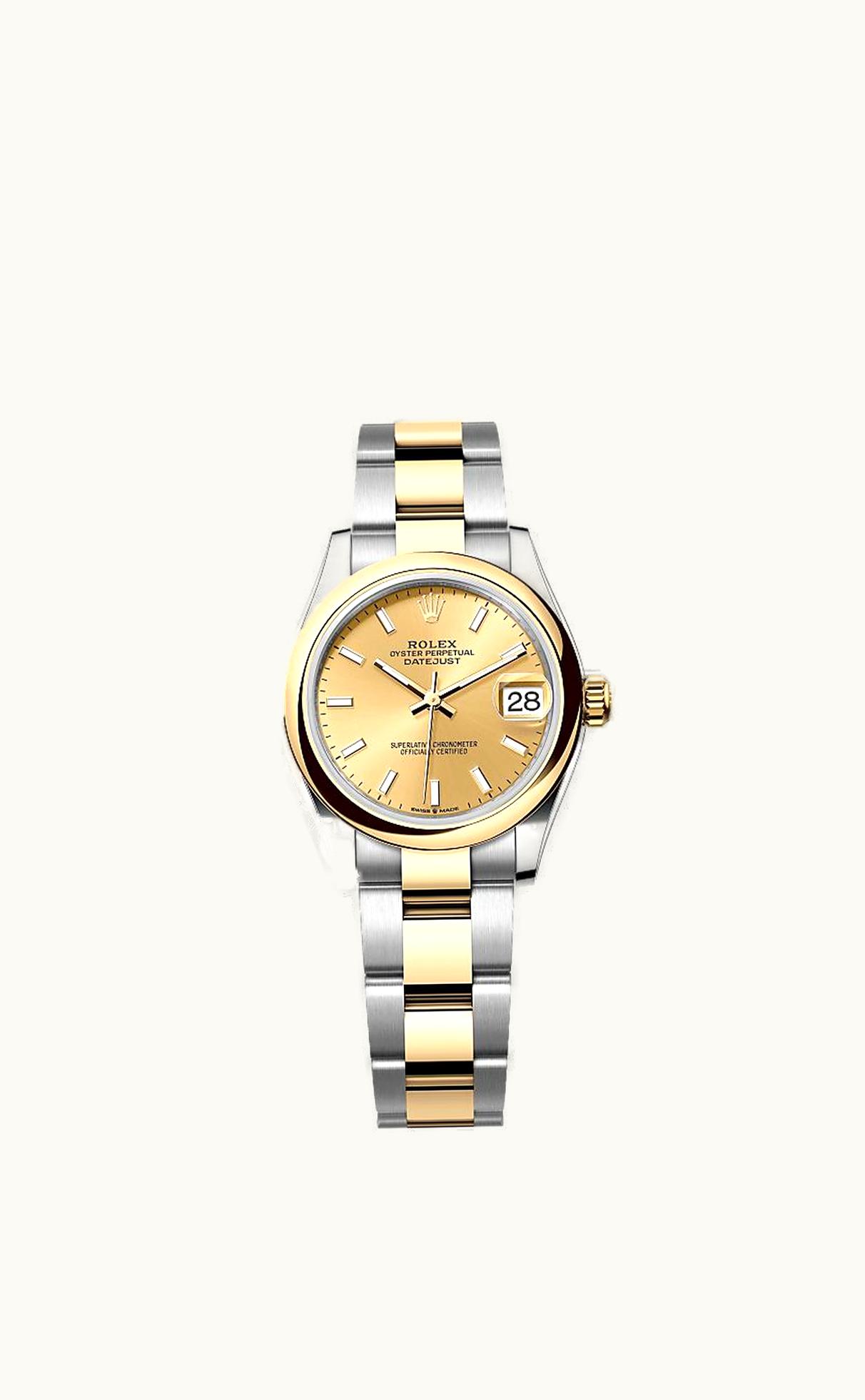 Rolex Datejust 31 Stainless Steel / Yellow Gold / Domed / Champagne / Oyster