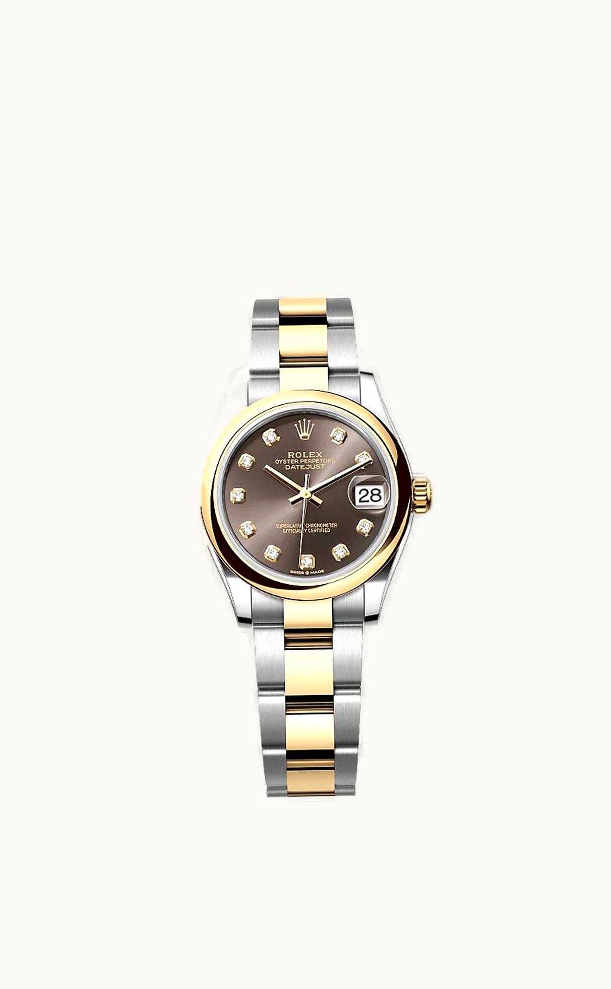 Rolex Datejust 31 Stainless Steel / Yellow Gold / Domed / Grey - Diamond / Oyster