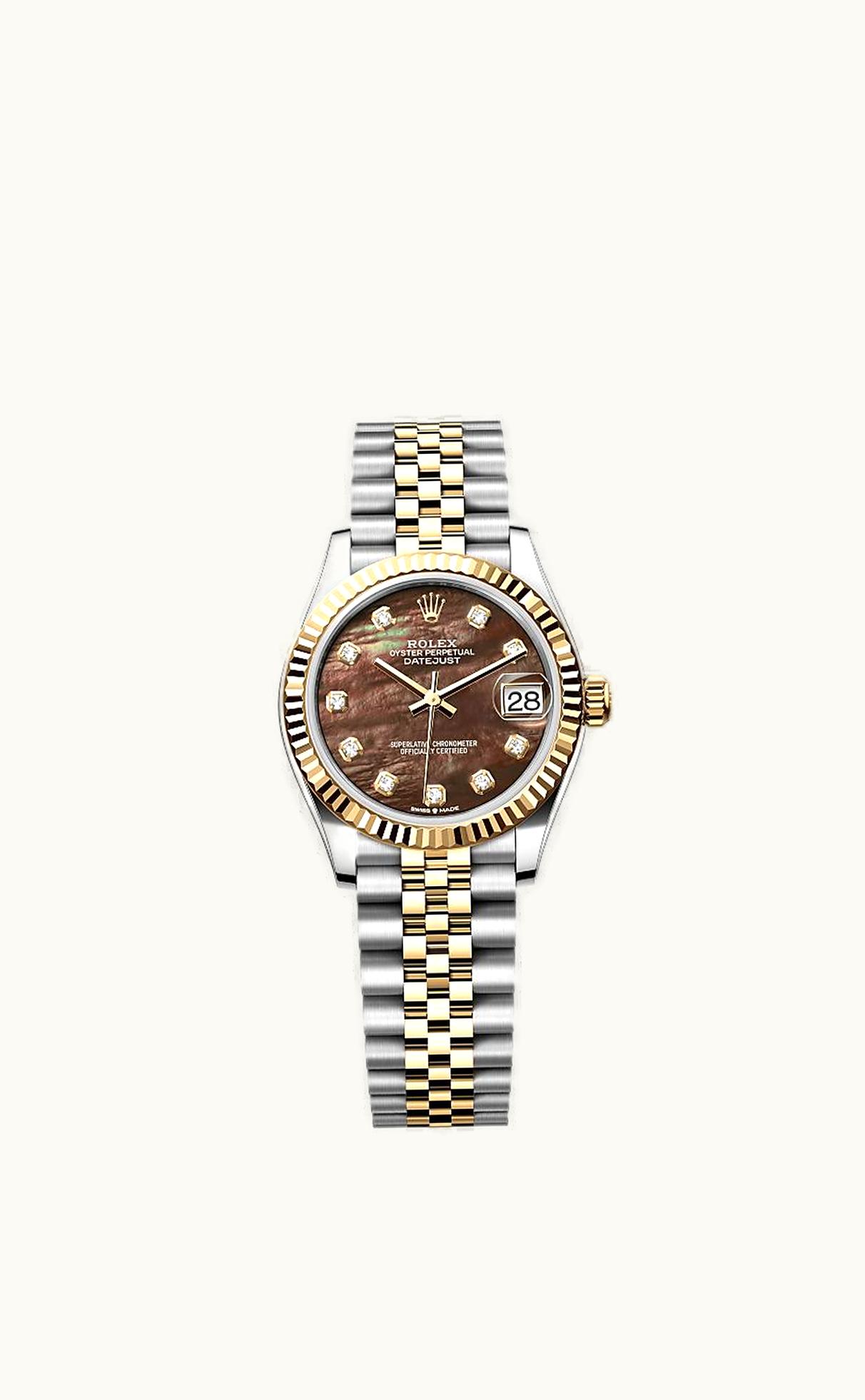 Rolex Datejust 31 Stainless Steel / Yellow Gold / Fluted / Black MOP / Jubilee