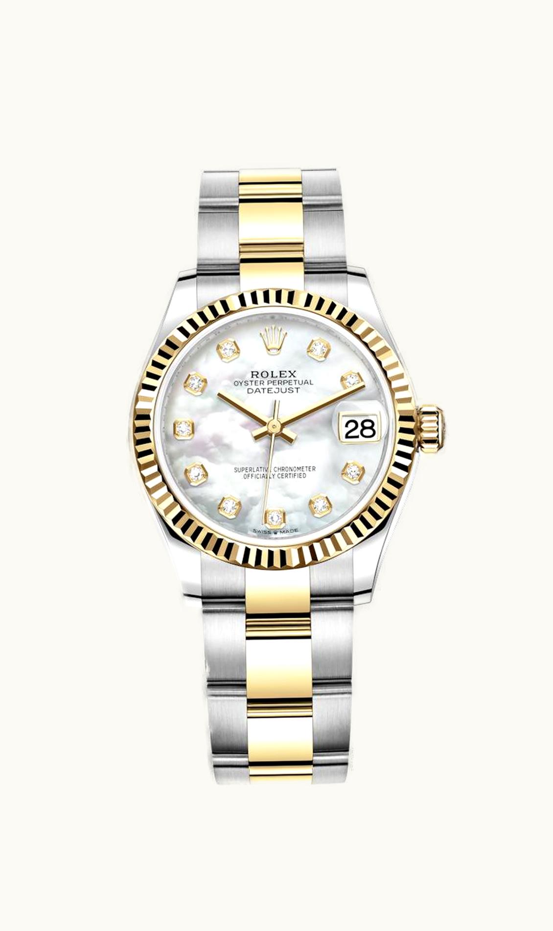 Rolex Datejust 31 Stainless Steel / Yellow Gold / Fluted / MOP / Oyster