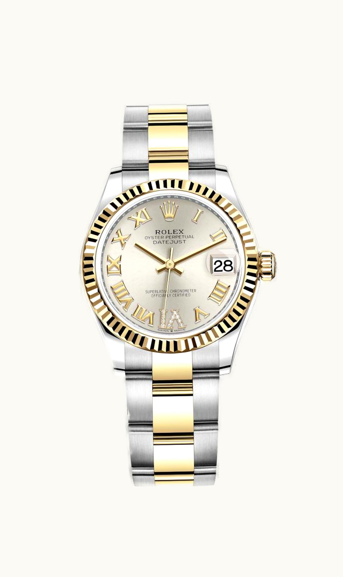 Rolex Datejust 31 Stainless Steel / Yellow Gold / Fluted / Silver - Roman / Oyster