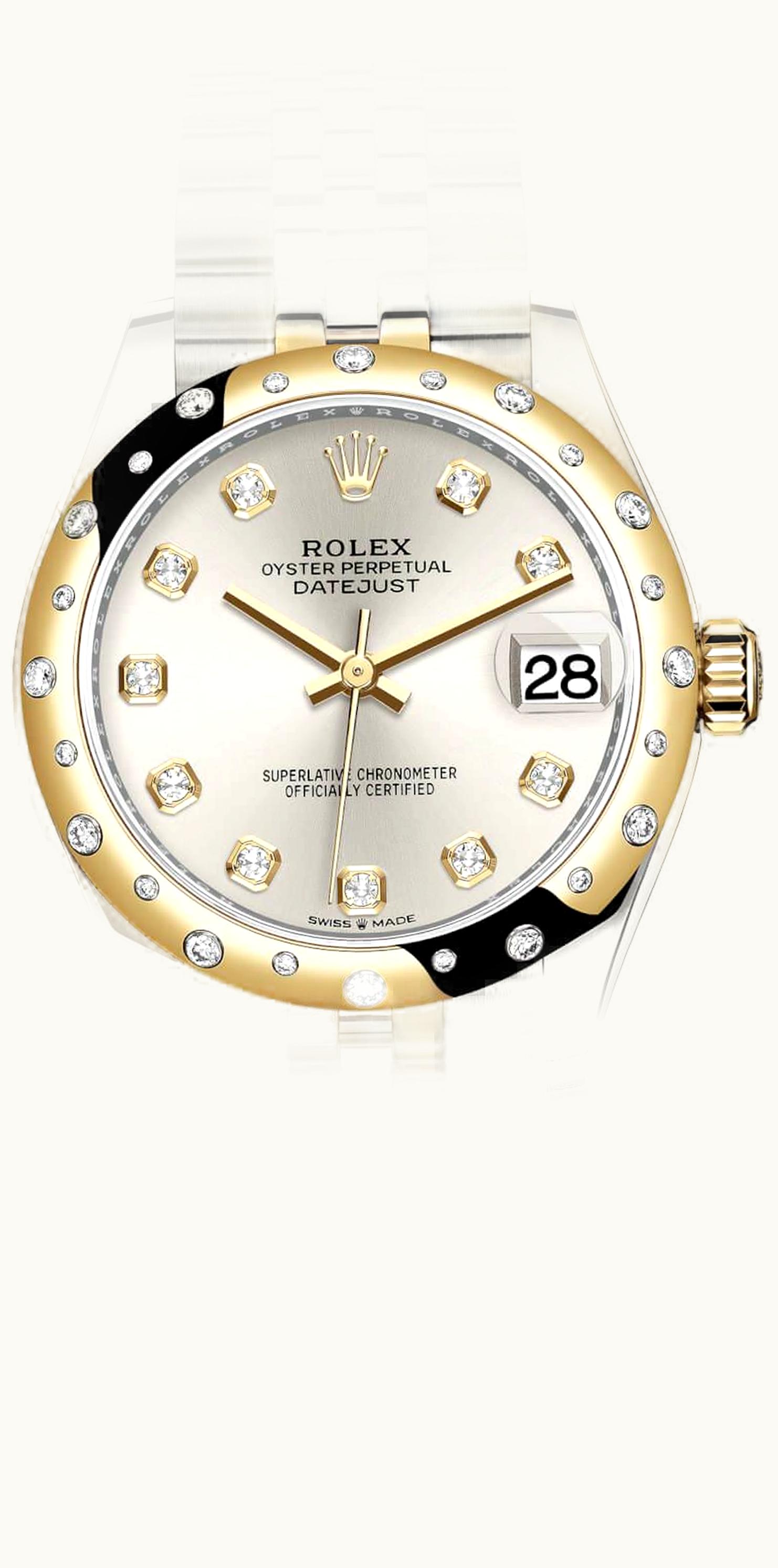 Rolex Datejust 31 Stainless Steel / Yellow Gold / Domed - Diamond / Silver - Diamond / Jubilee