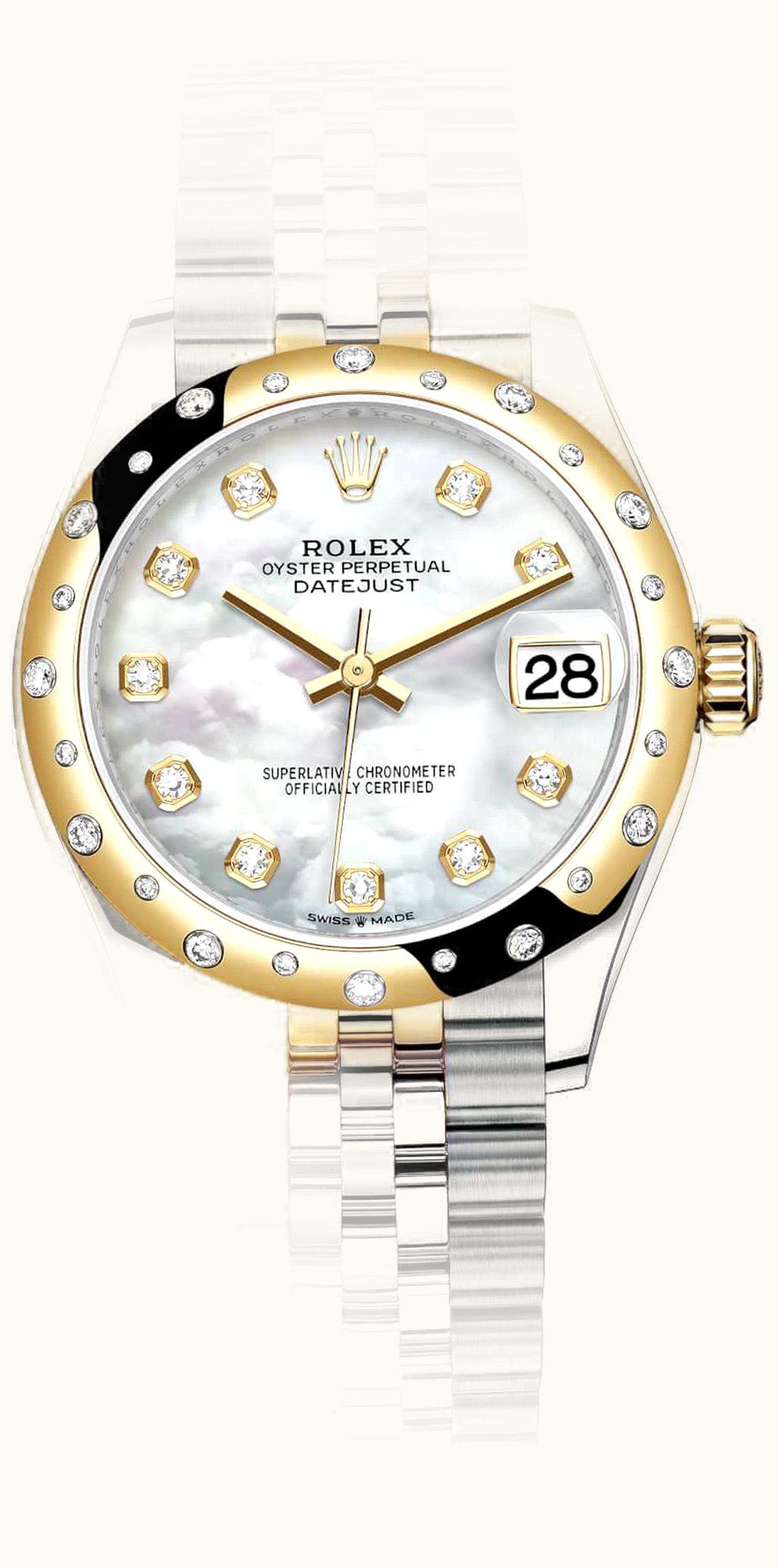 Rolex Datejust 31 Stainless Steel / Yellow Gold / Domed - Diamond / MOP / Jubilee