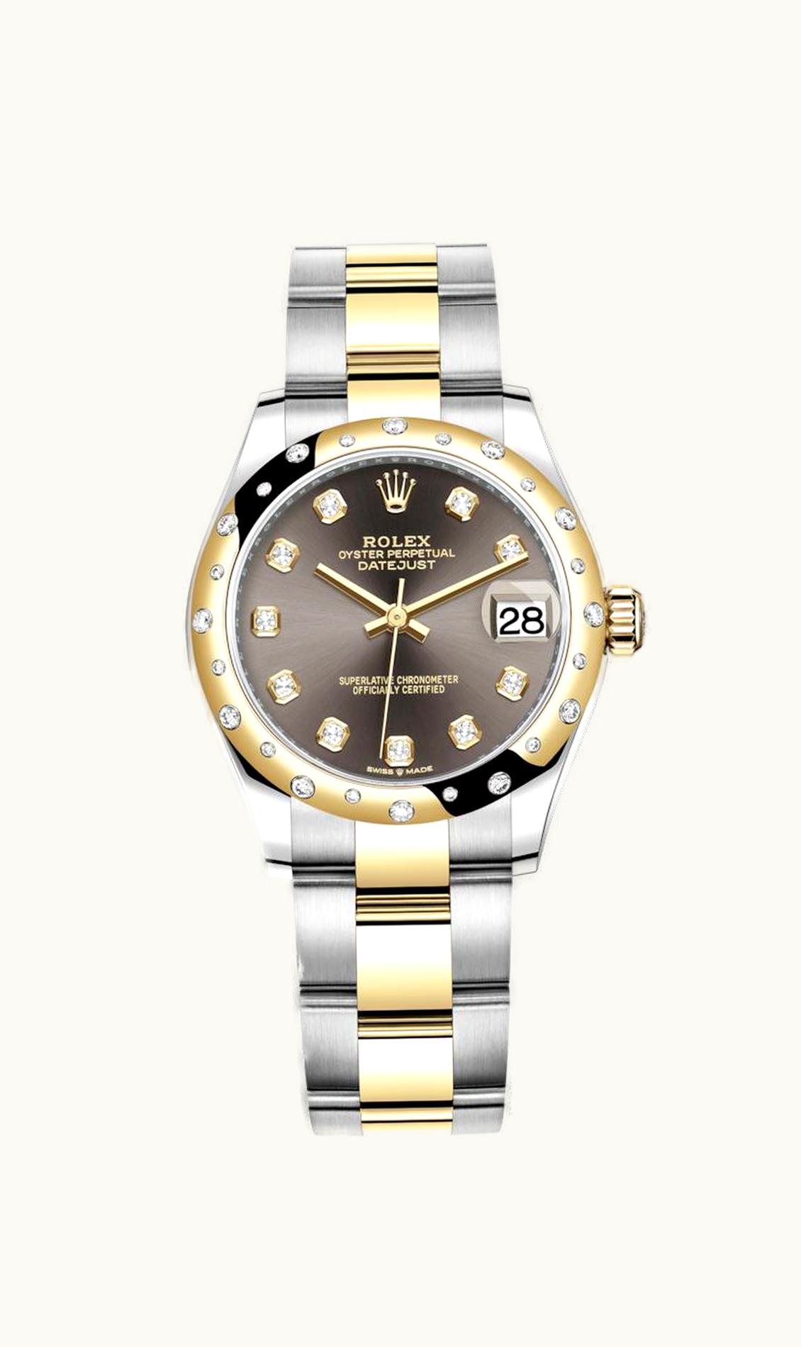 Rolex Datejust 31 Stainless Steel / Yellow Gold / Domed - Diamond / Grey - Diamond / Oyster