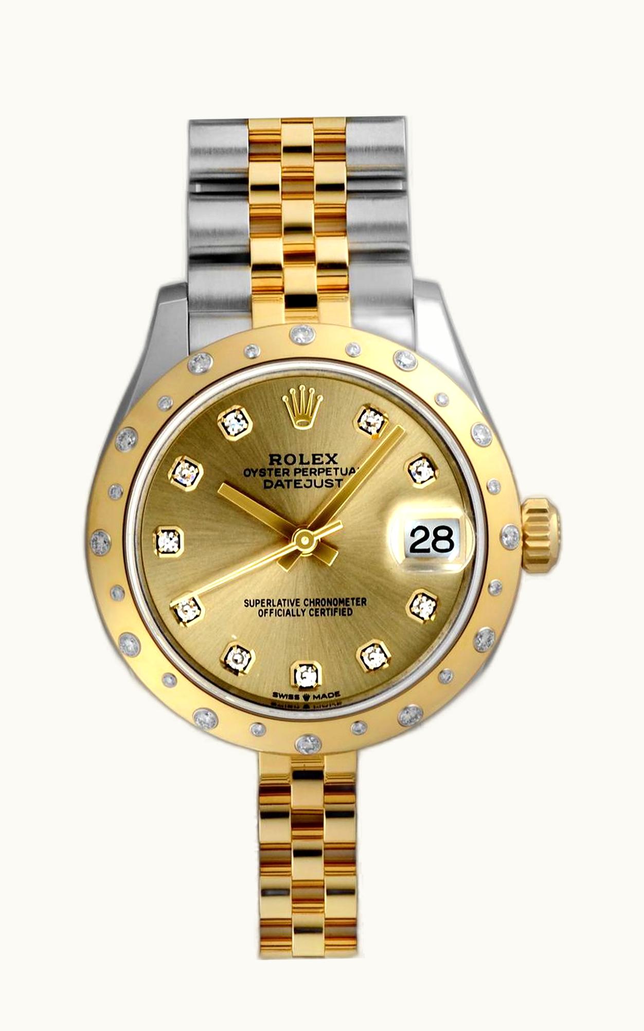 Rolex Datejust 31 Stainless Steel / Yellow Gold / Domed - Diamond / Silver - Diamond / Oyster