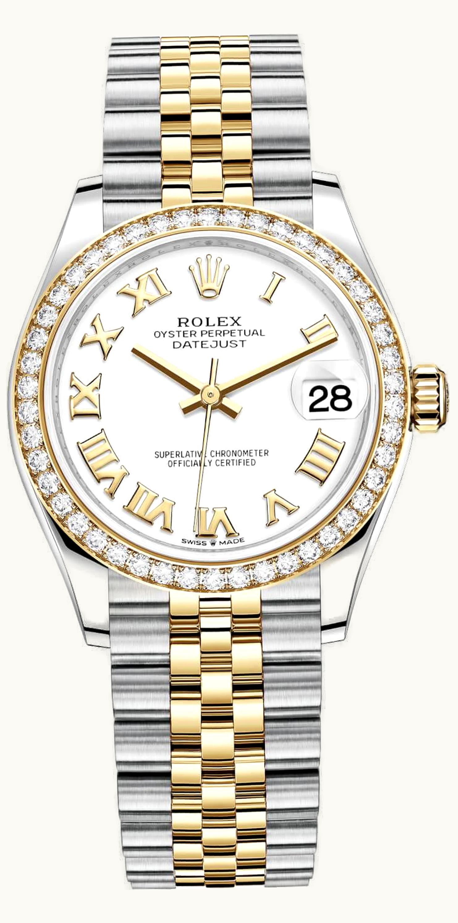 Rolex Datejust 31 Stainless Steel / Yellow Gold / Diamond / White - Roman / Jubilee