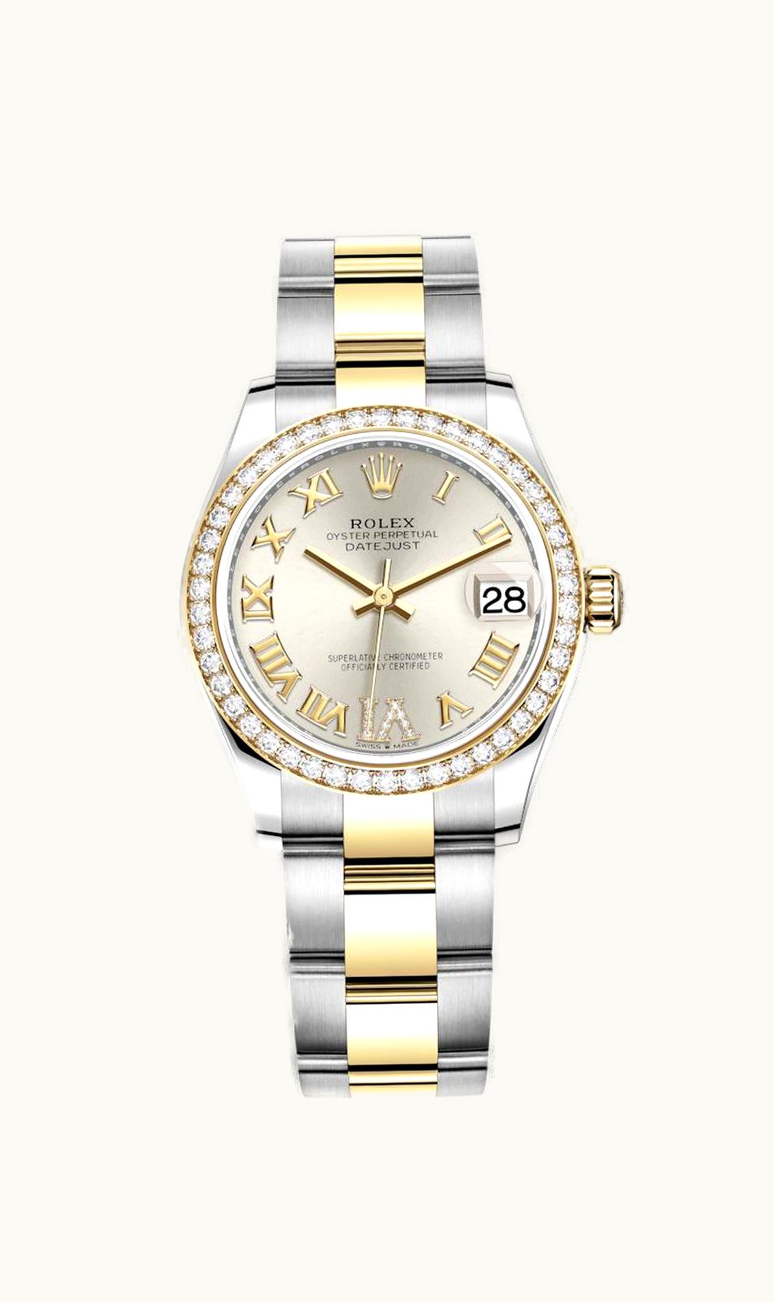 Rolex Datejust 31 Stainless Steel / Yellow Gold / Diamond / Silver - Roman / Oyster