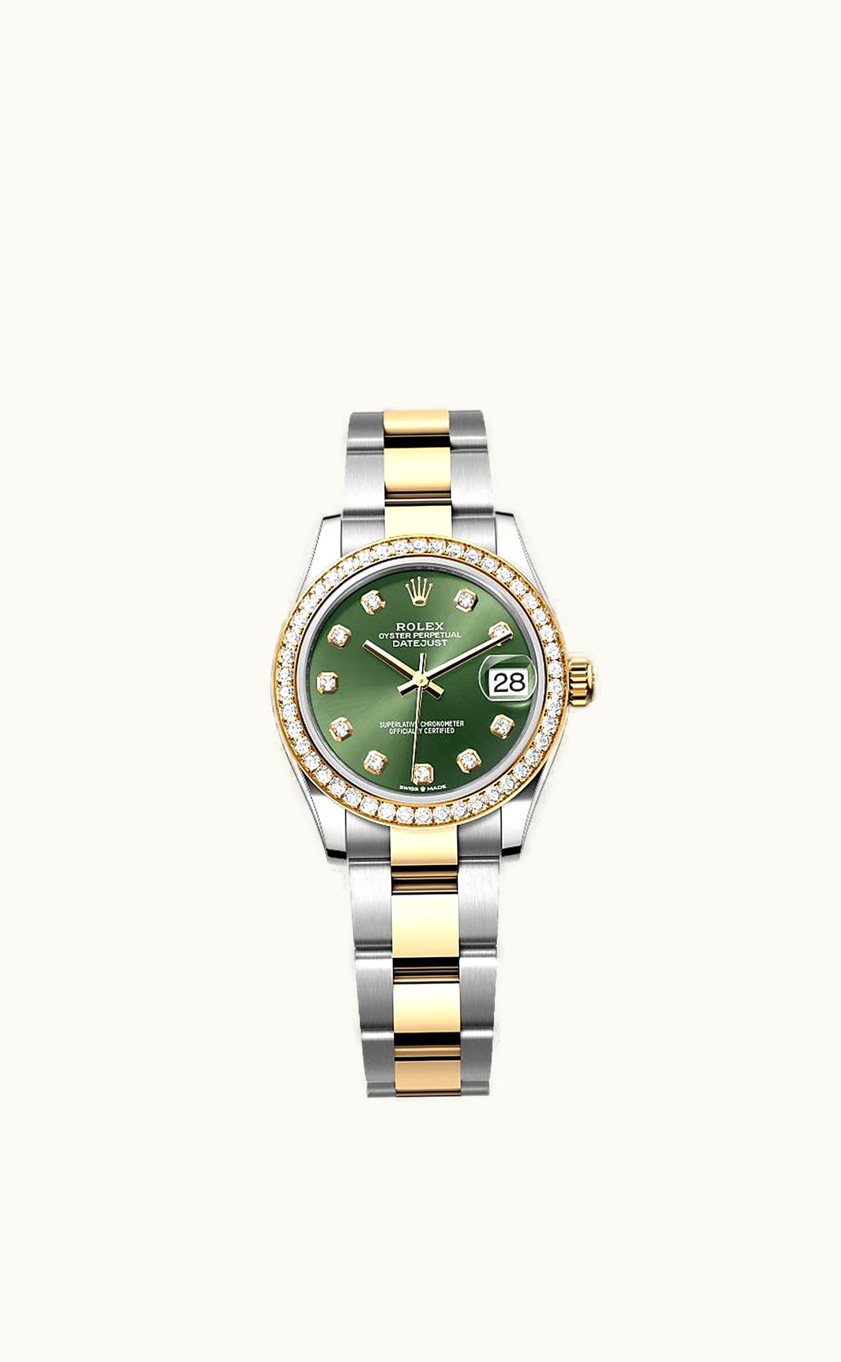 Rolex Datejust 31 Stainless Steel / Yellow Gold / Diamond / Olive - Diamond / Oyster