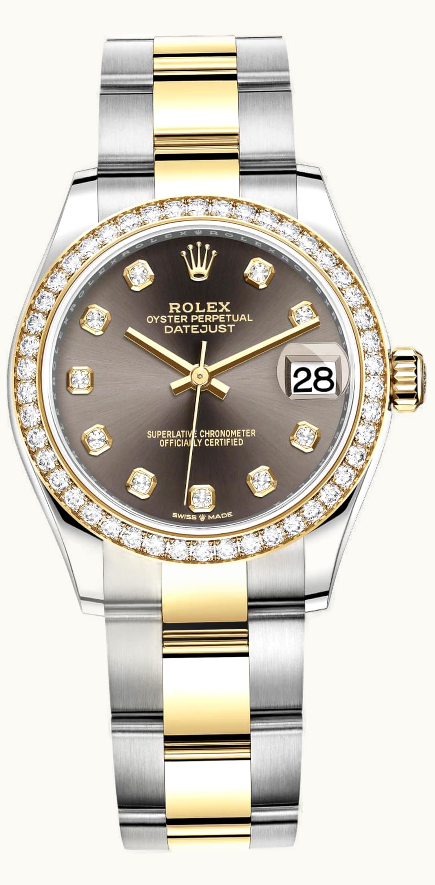 Rolex Datejust 31 Stainless Steel / Yellow Gold / Diamond / Grey - Diamond / Oyster