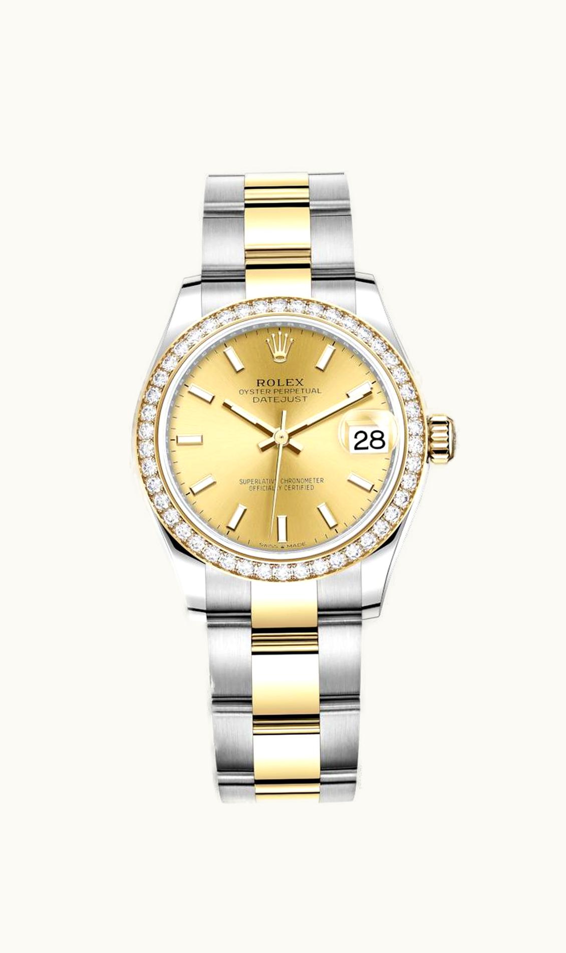 Rolex Datejust 31 Stainless Steel / Yellow Gold / Diamond / Champagne / Oyster