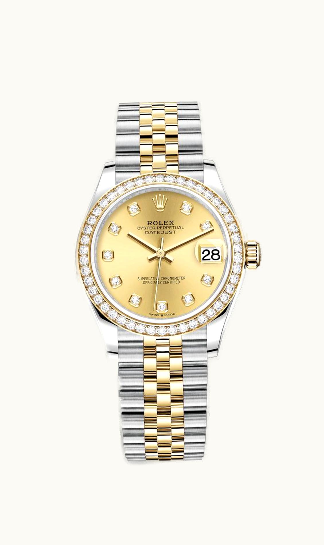Rolex Datejust 31 Stainless Steel / Yellow Gold / Diamond / Champagne - Diamond / Jubilee