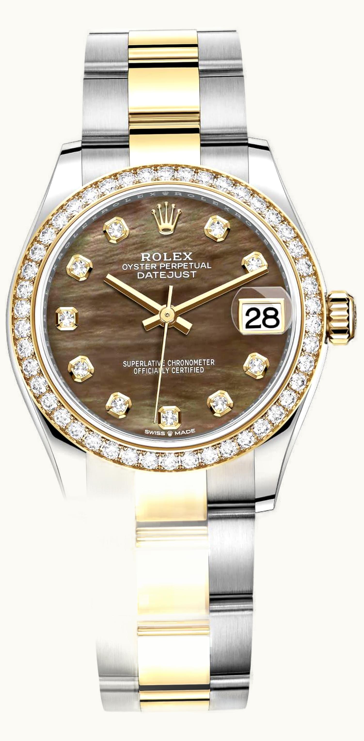 Rolex Datejust 31 Stainless Steel / Yellow Gold / Diamond / Black MOP / Oyster