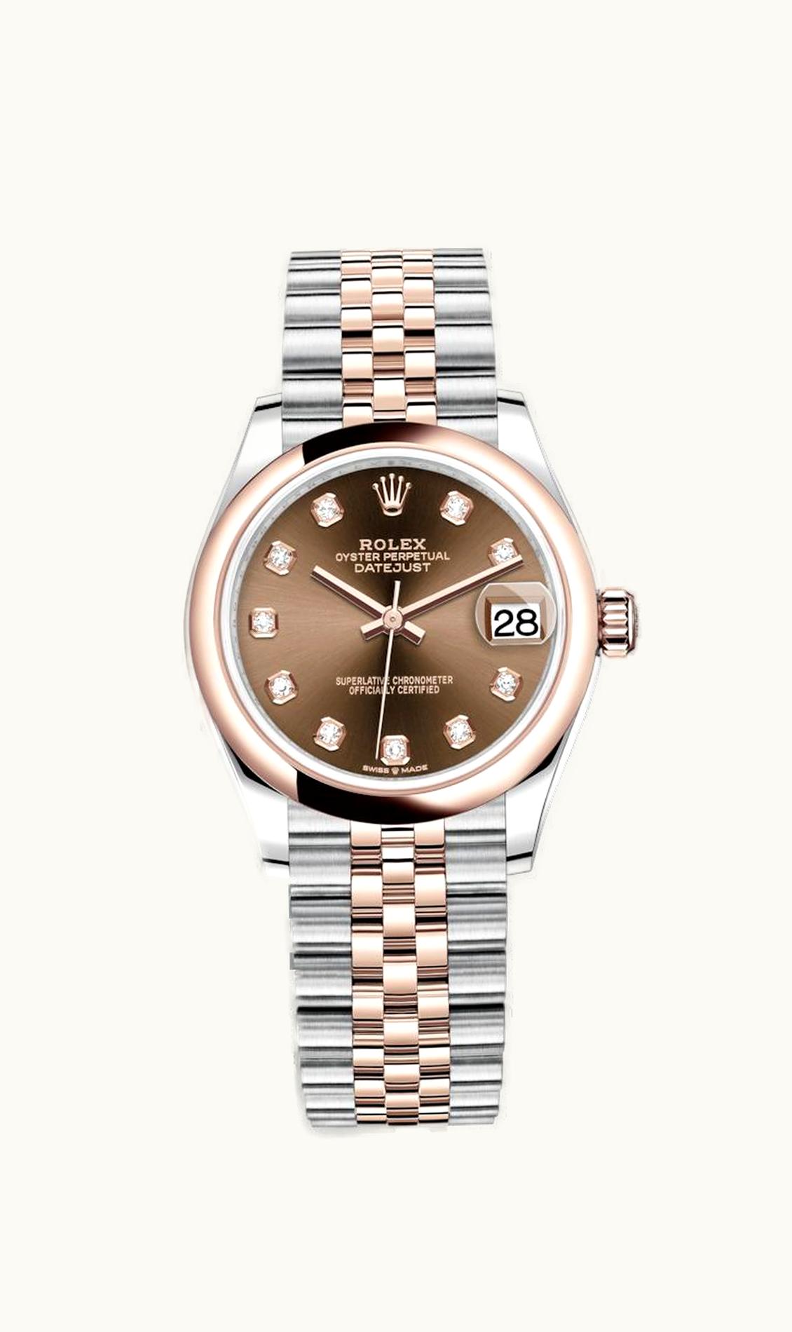Rolex Datejust 31 Stainless Steel/ Rose Gold / Domed / Chocolate - Diamond / Jubilee