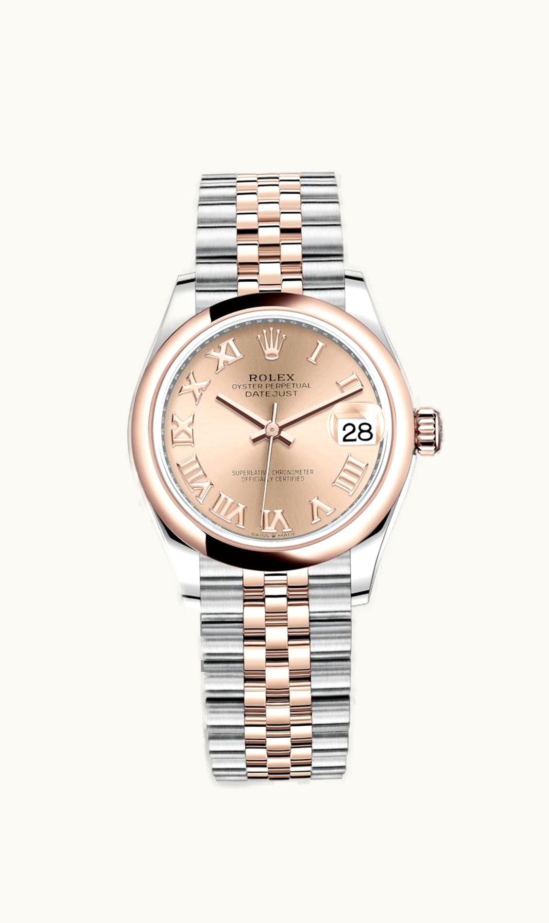 Rolex Datejust 31 Stainless Steel/ Rose Gold / Domed / Rose - Roman / Jubilee