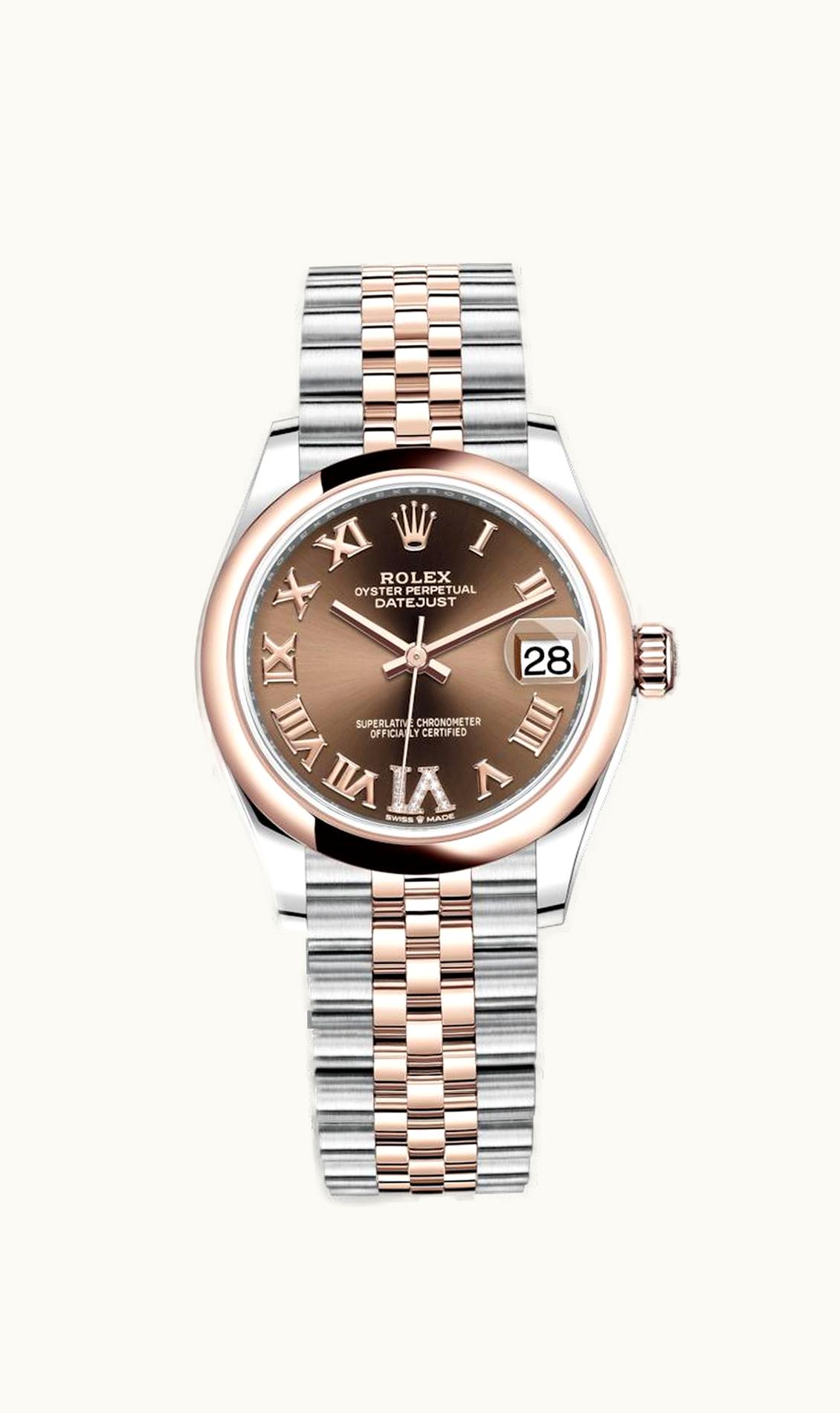 Rolex Datejust 31 Stainless Steel/ Rose Gold / Domed / Chocolate - Roman / Jubilee