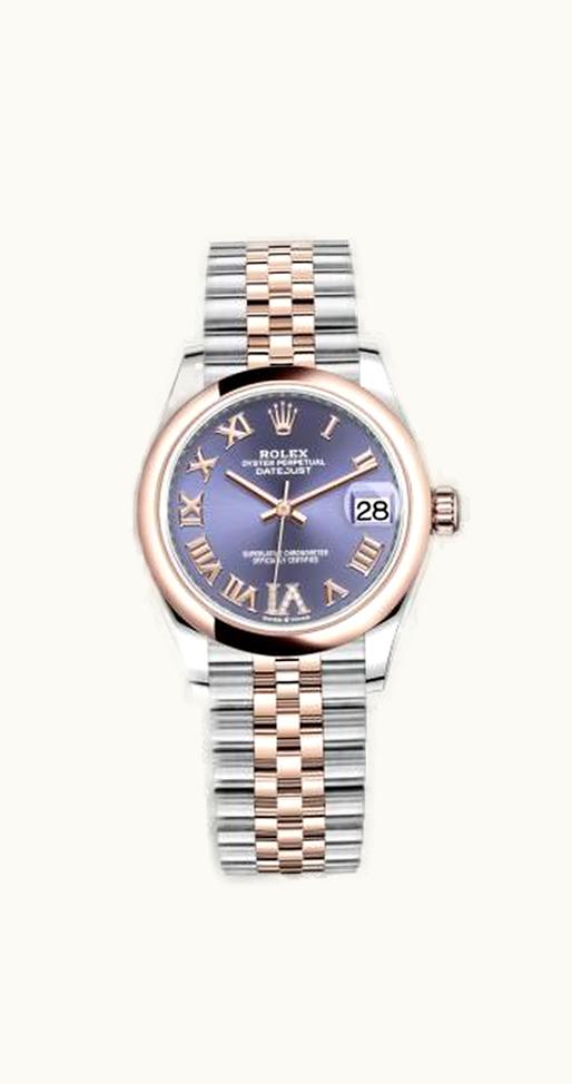 Rolex Datejust 31 Stainless Steel/ Rose Gold / Domed / Aubergine - Roman / Jubilee