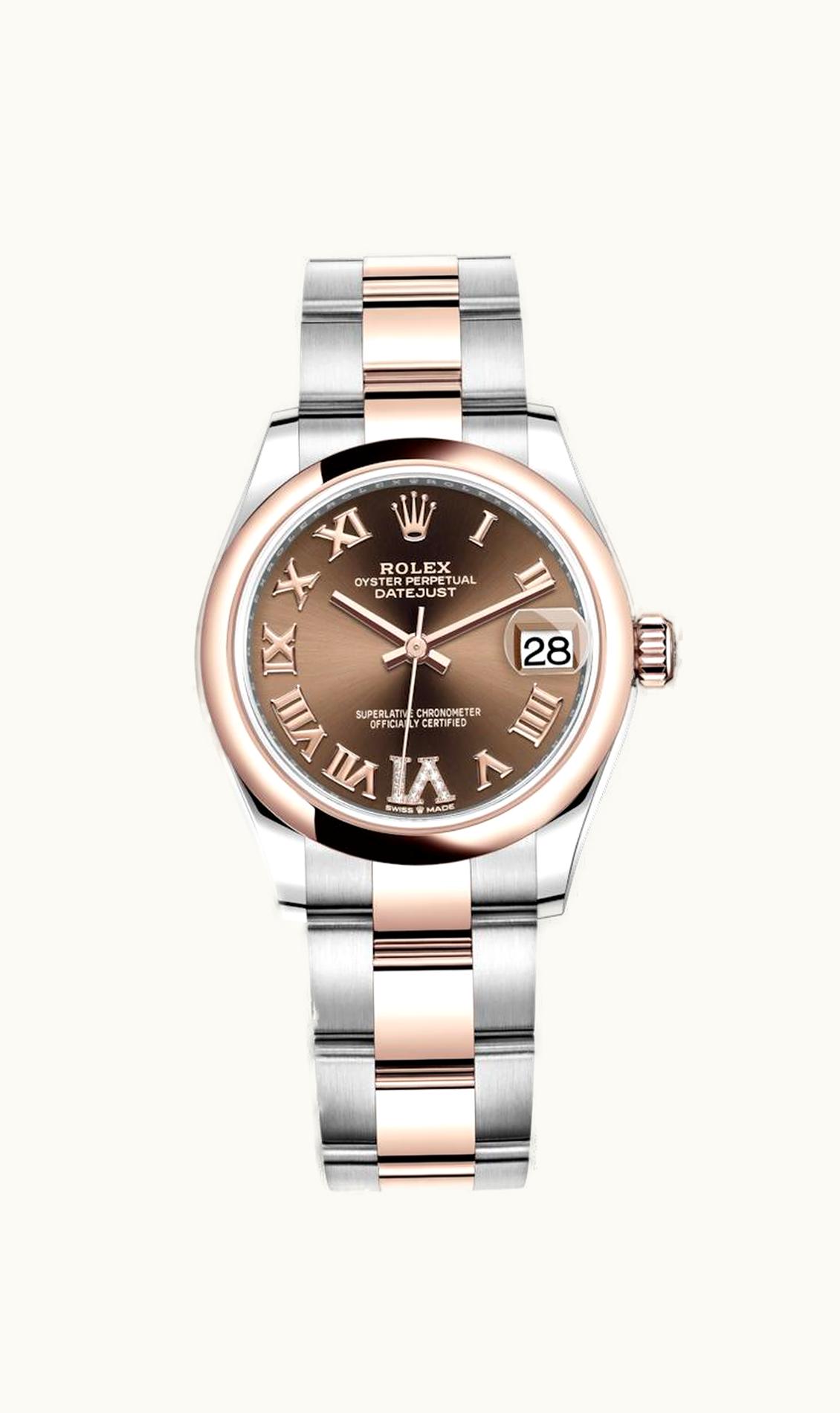 Rolex Datejust 31 Stainless Steel/ Rose Gold / Domed / Chocolate - Roman / Oyster