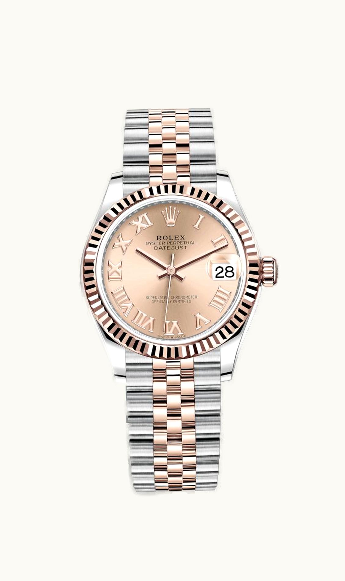 Rolex Datejust 31 Stainless Steel/ Rose Gold / Fluted / Rose - Roman / Jubilee