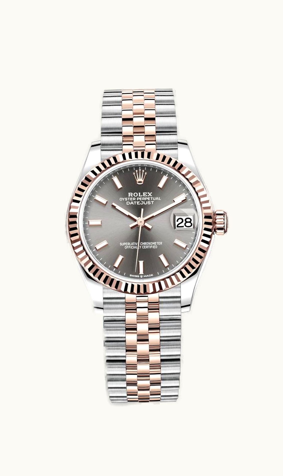 Rolex Datejust 31 Stainless Steel/ Rose Gold / Fluted / Grey / Jubilee