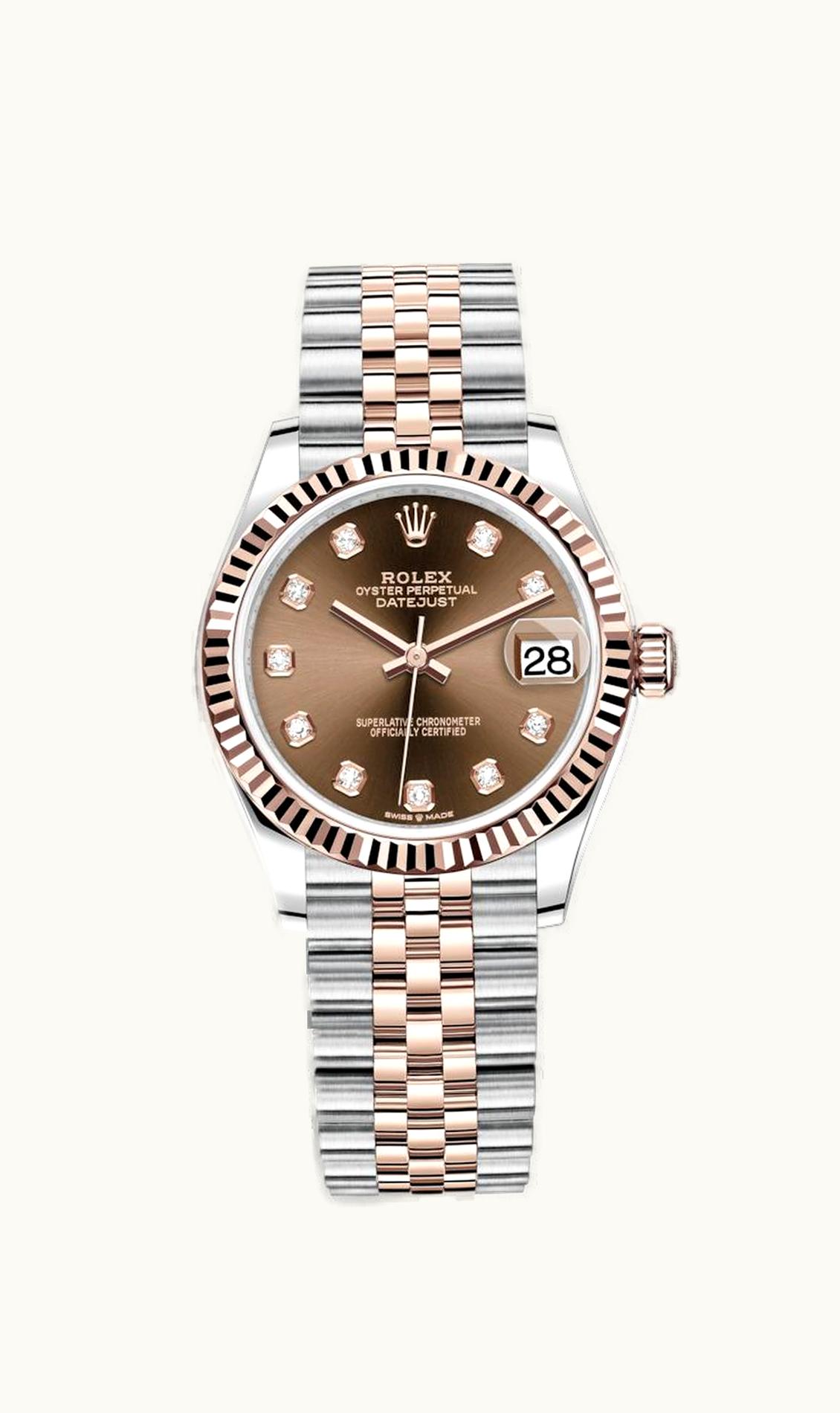 Rolex Datejust 31 Stainless Steel/ Rose Gold / Fluted / Chocolate - Diamond / Jubilee