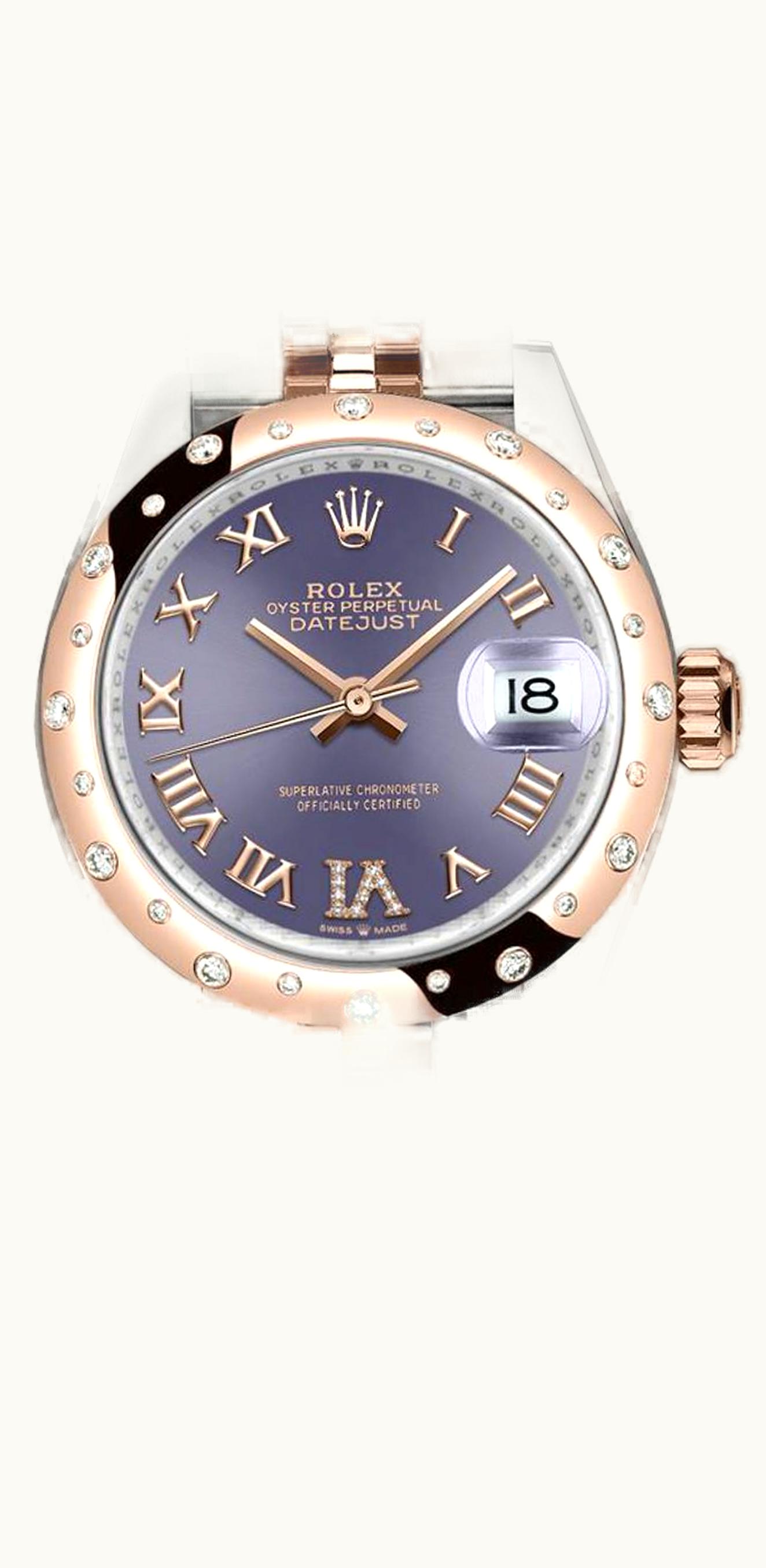 Rolex Datejust 31 Stainless Steel/ Rose Gold / Domed - Diamond / Rose - Roman / Oyster