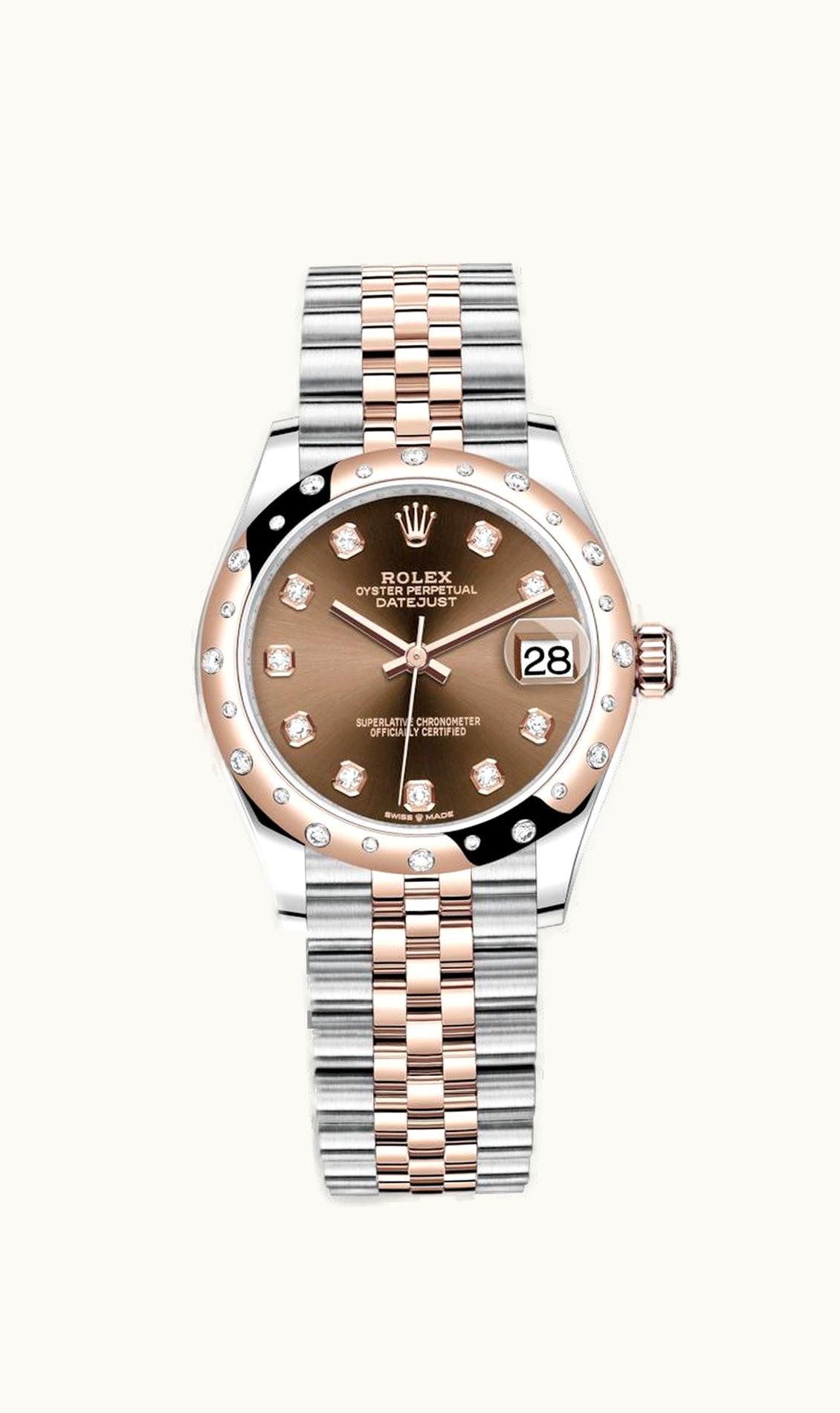 Rolex Datejust 31 Stainless Steel/ Rose Gold / Domed - Diamond / Chocolate - Diamond / Jubilee