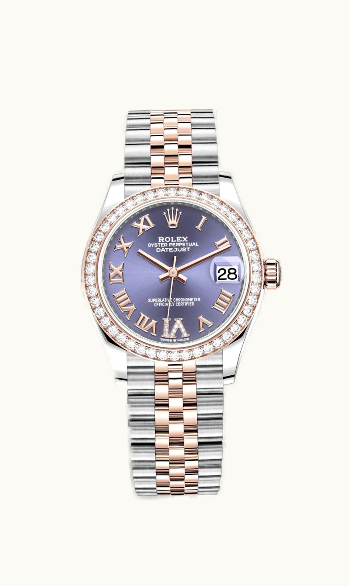Rolex Datejust 31 Stainless Steel/ Rose Gold / Diamond / Aubergine - Roman / Jubilee