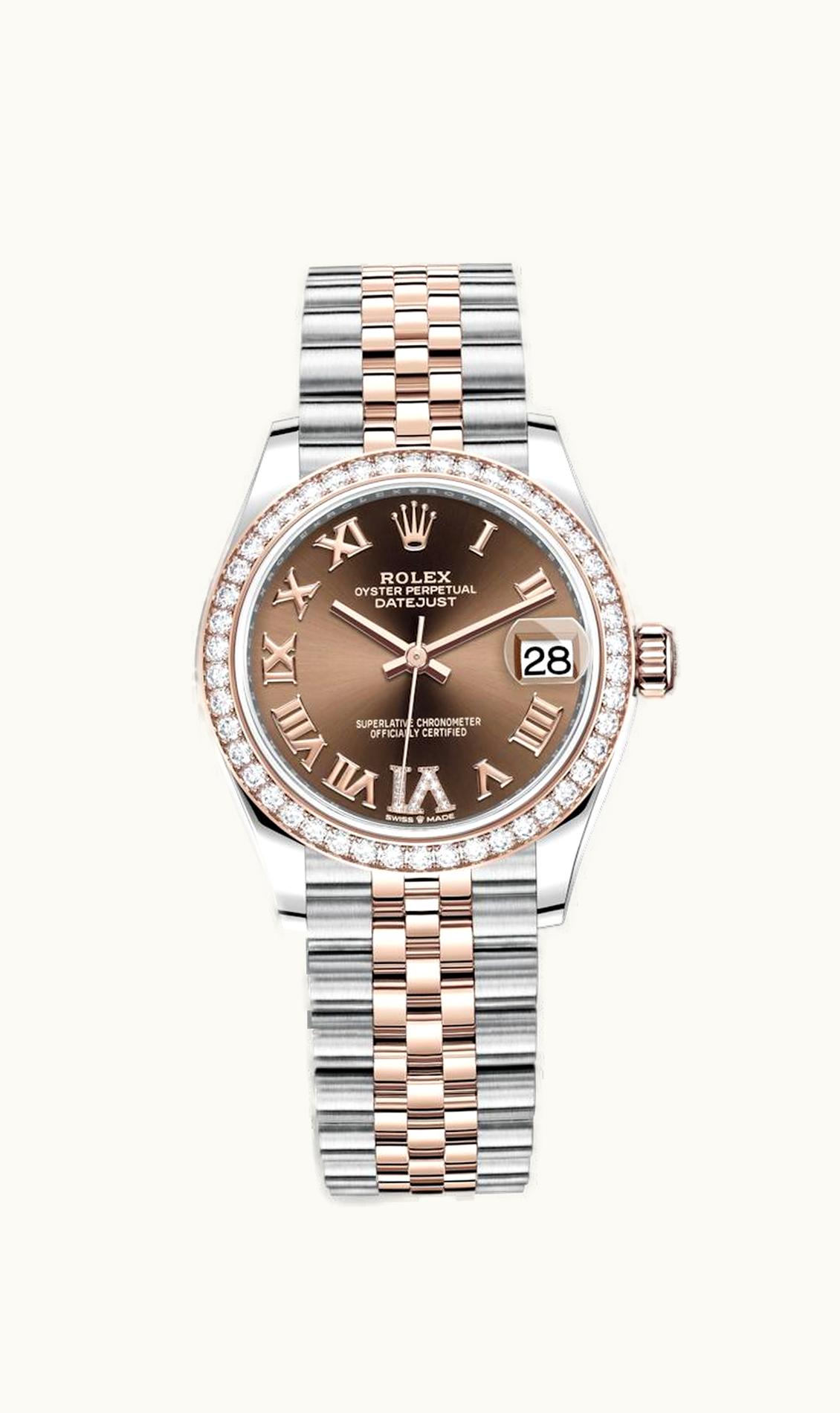 Rolex Datejust 31 Stainless Steel/ Rose Gold / Diamond / Chocolate - Roman / Jubilee
