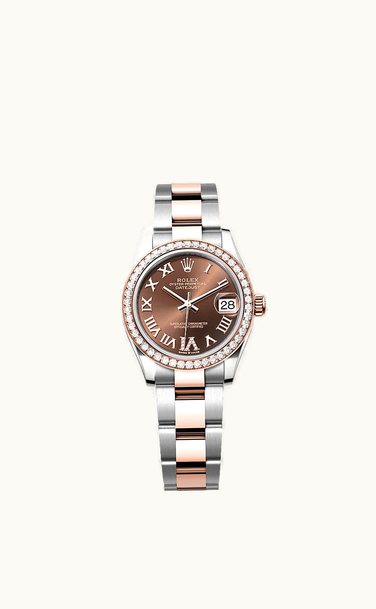 Rolex Datejust 31 Stainless Steel/ Rose Gold / Diamond / Chocolate - Roman / Oyster