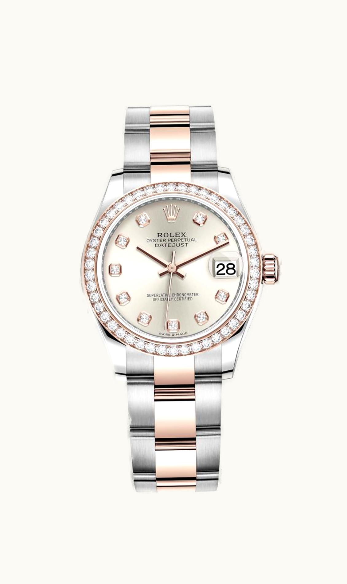 Rolex Datejust 31 Stainless Steel/ Rose Gold / Diamond / Silver - Diamond / Oyster