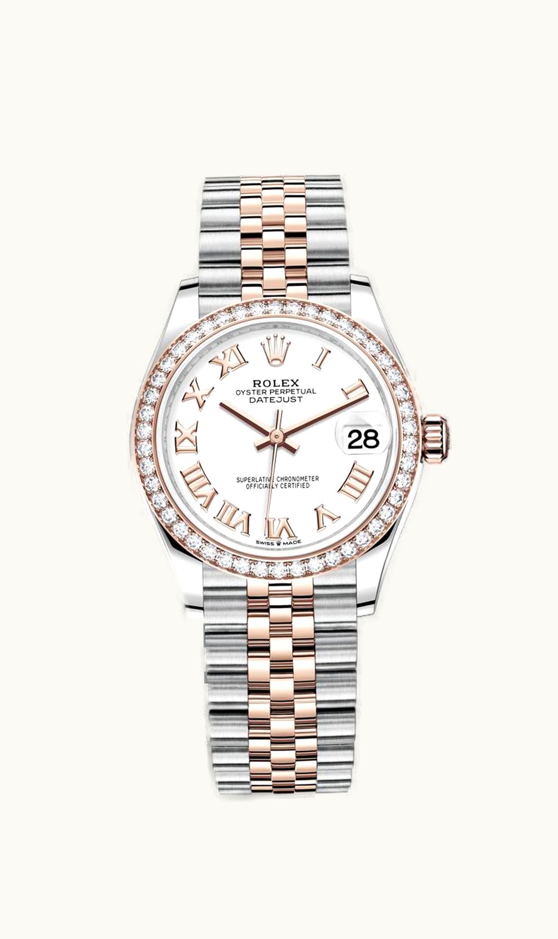 Rolex Datejust 31 Stainless Steel/ Rose Gold / Diamond / White - Roman / Jubilee