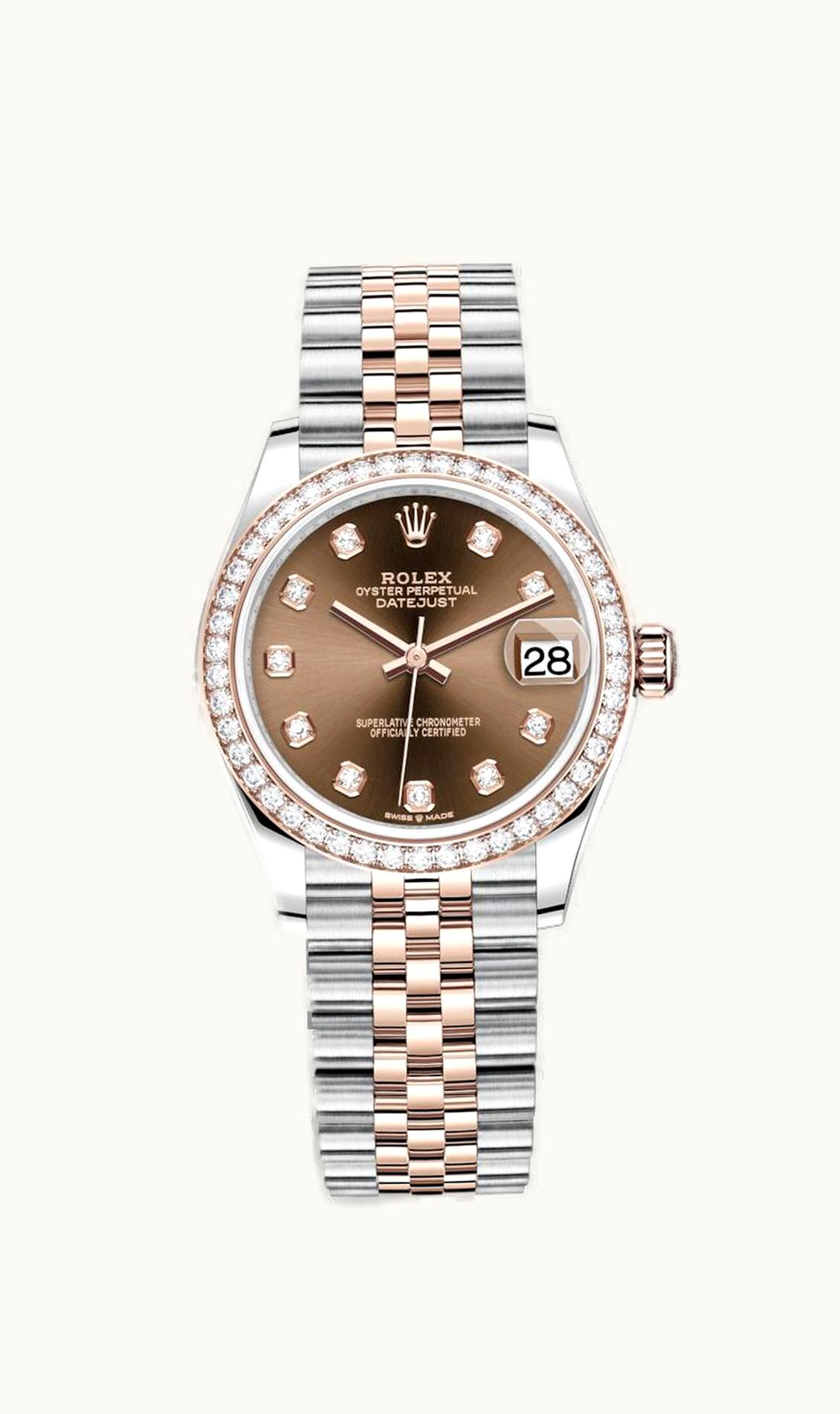 Rolex Datejust 31 Stainless Steel/ Rose Gold / Diamond / Chocolate - Diamond / Jubilee