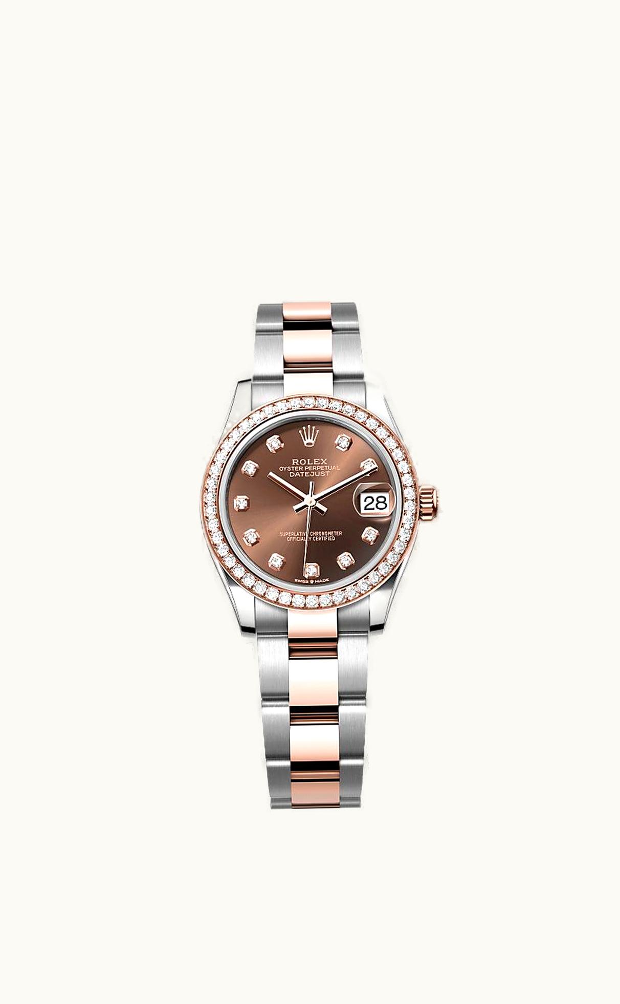 Rolex Datejust 31 Stainless Steel/ Rose Gold / Diamond / Chocolate - Diamond / Oyster