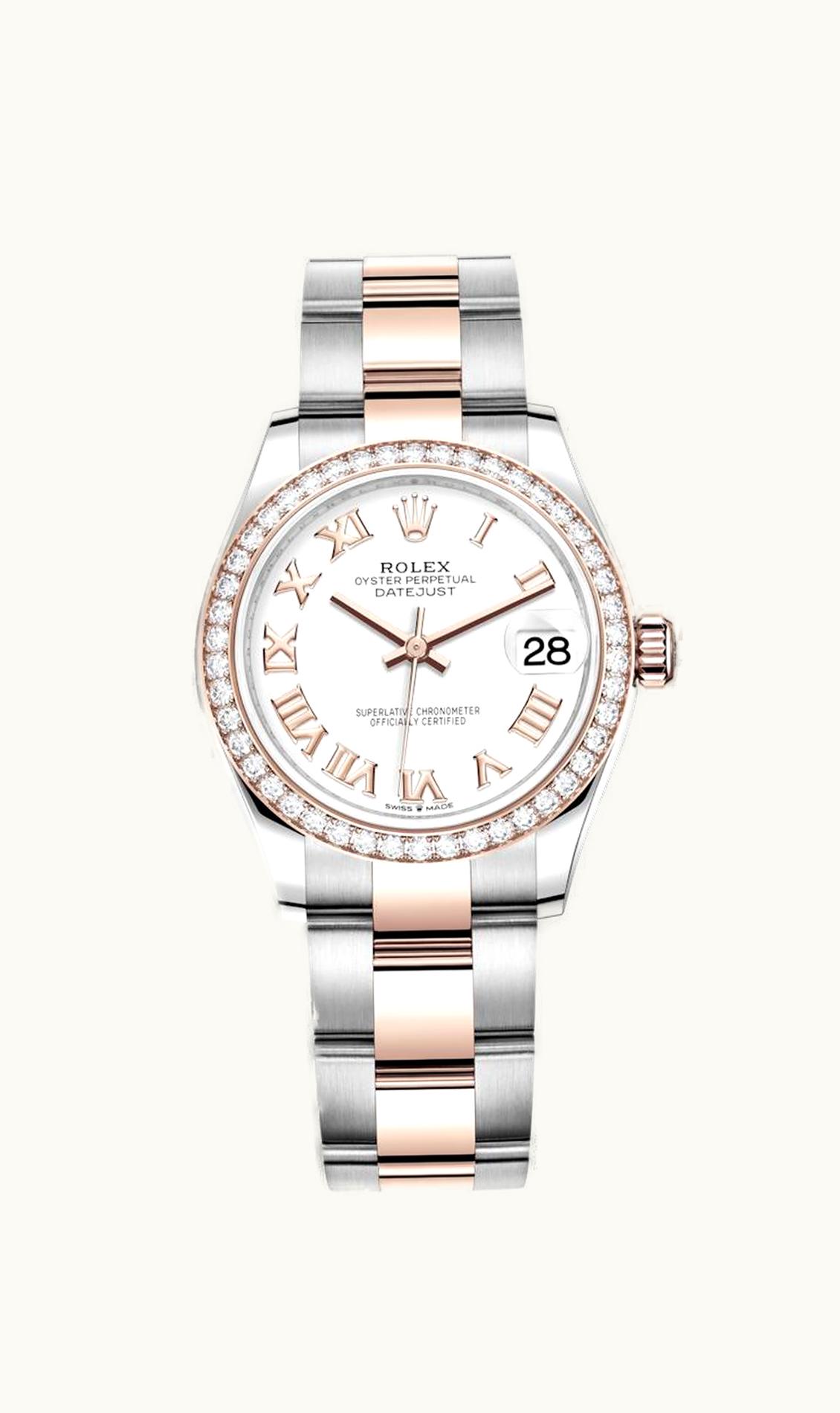 Rolex Datejust 31 Stainless Steel/ Rose Gold / Diamond / White - Roman / Oyster