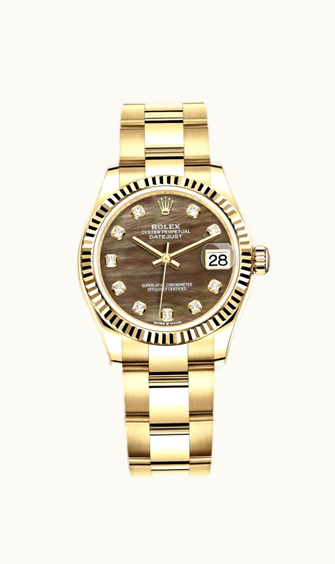 Rolex Datejust 31 Yellow Gold / Fluted / Black MOP / Oyster