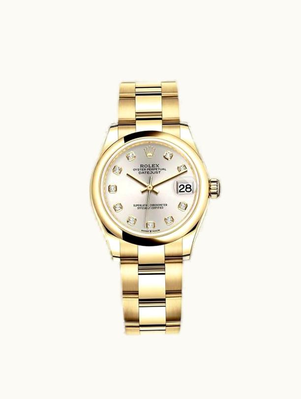 Rolex Datejust 31 Yellow Gold / Domed / Silver - Diamond / Oyster
