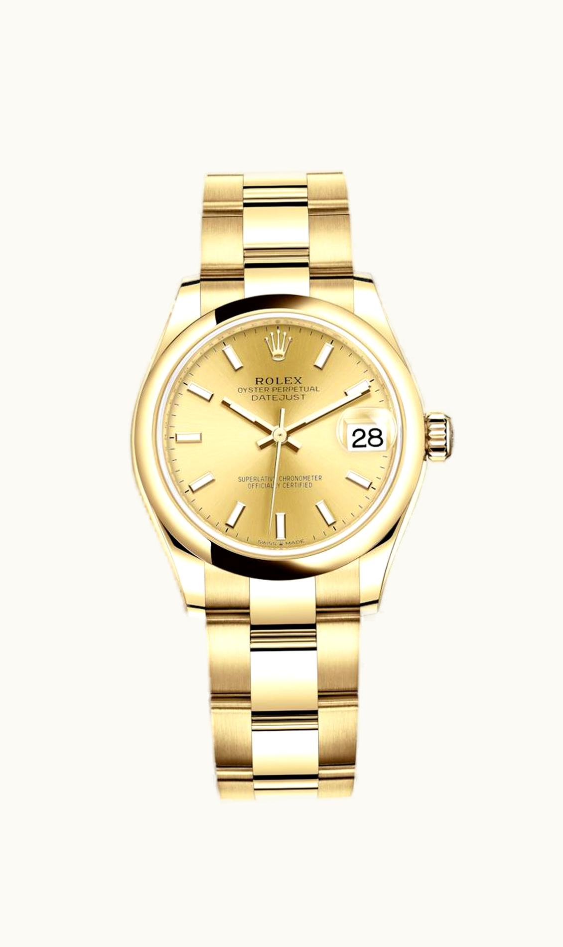 Rolex Datejust 31 Yellow Gold / Domed / Champagne / Oyster