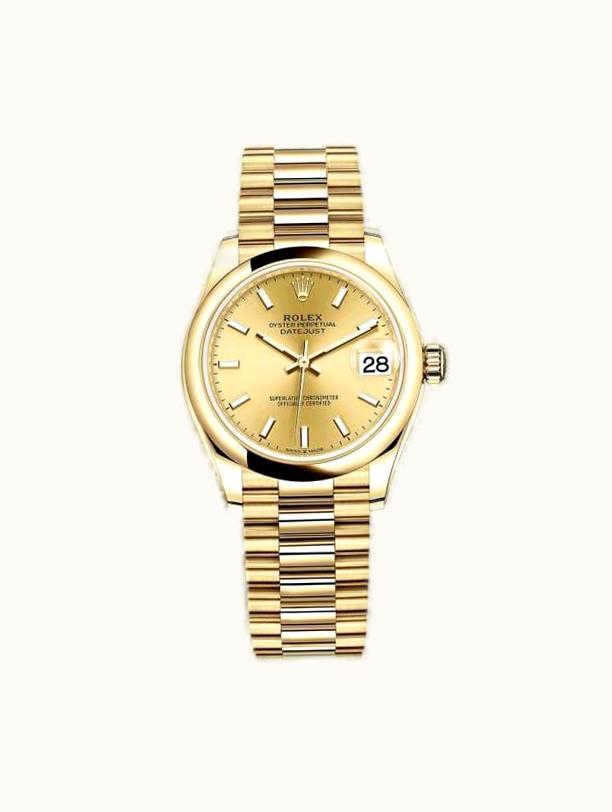 Rolex Datejust 31 Yellow Gold / Domed / Champagne / President