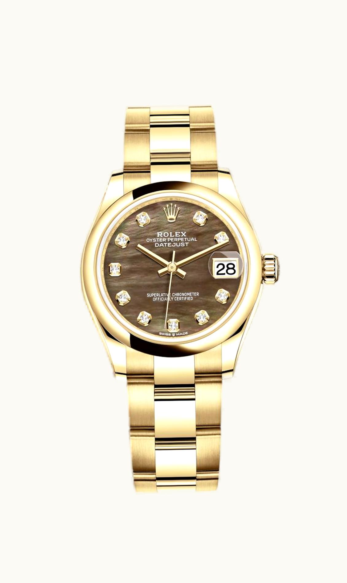 Rolex Datejust 31 Yellow Gold / Domed / Black MOP / Oyster
