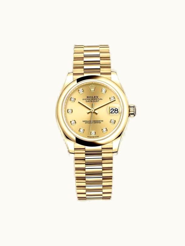 Rolex Datejust 31 Yellow Gold / Domed / Champagne - Diamond / President