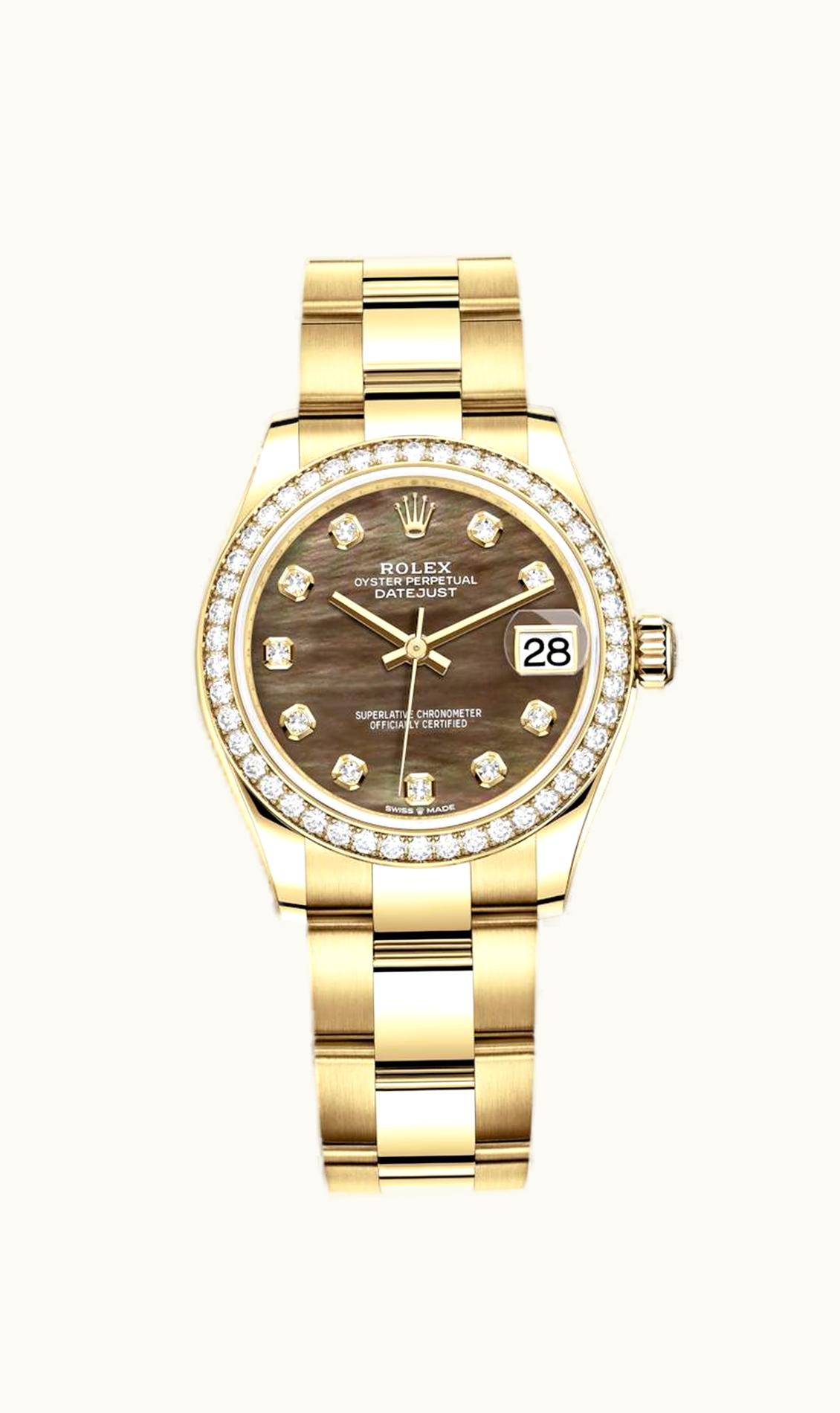 Rolex Datejust 31 Yellow Gold / Diamond / Black MOP / Oyster