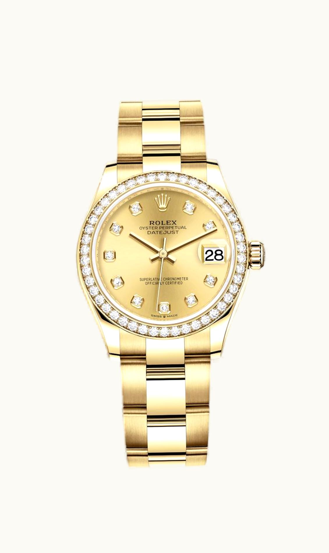 Rolex Datejust 31 Yellow Gold / Diamond / Champagne - Diamond / Oyster
