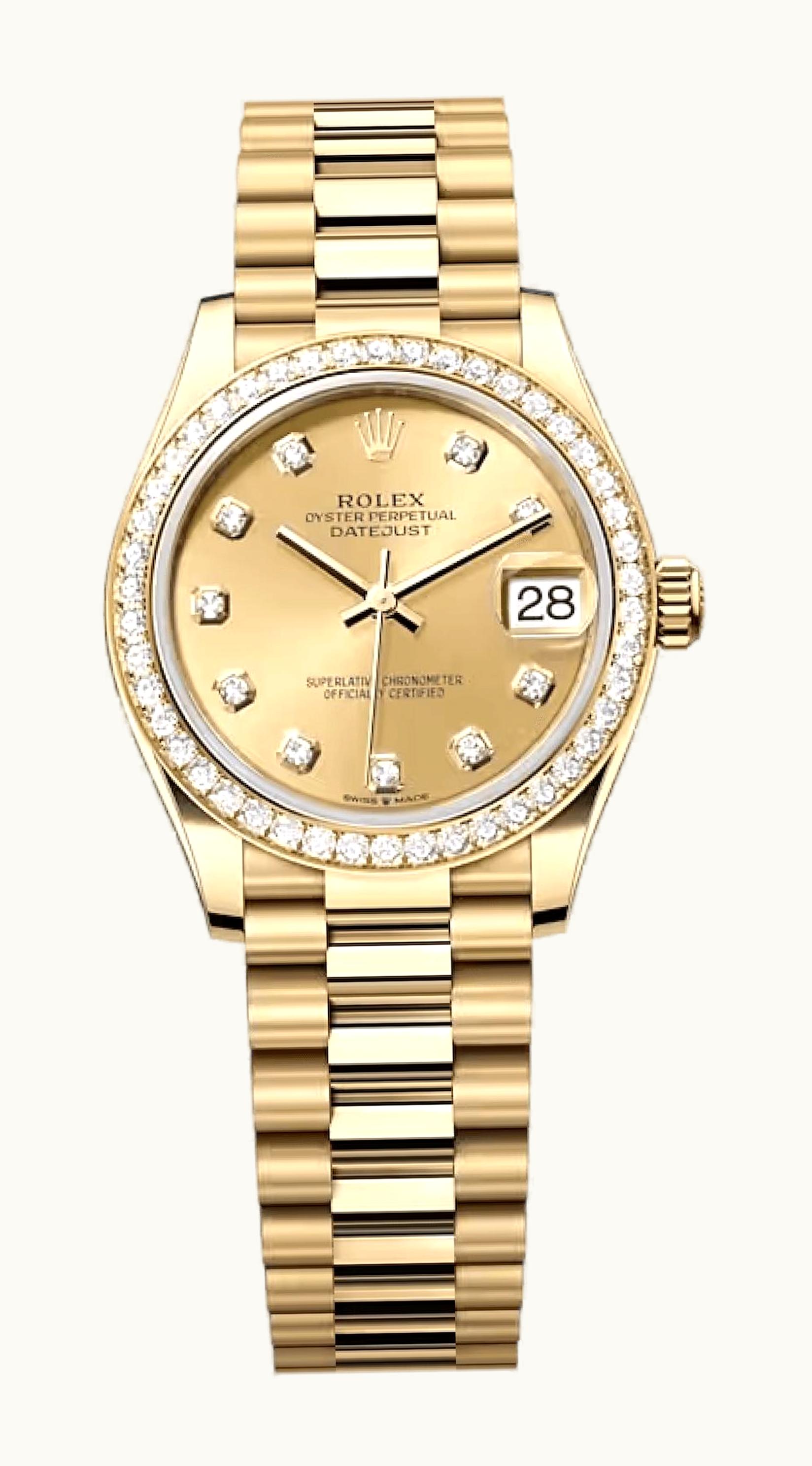 Rolex Datejust 31 Yellow Gold / Diamond / Champagne - Diamond / President